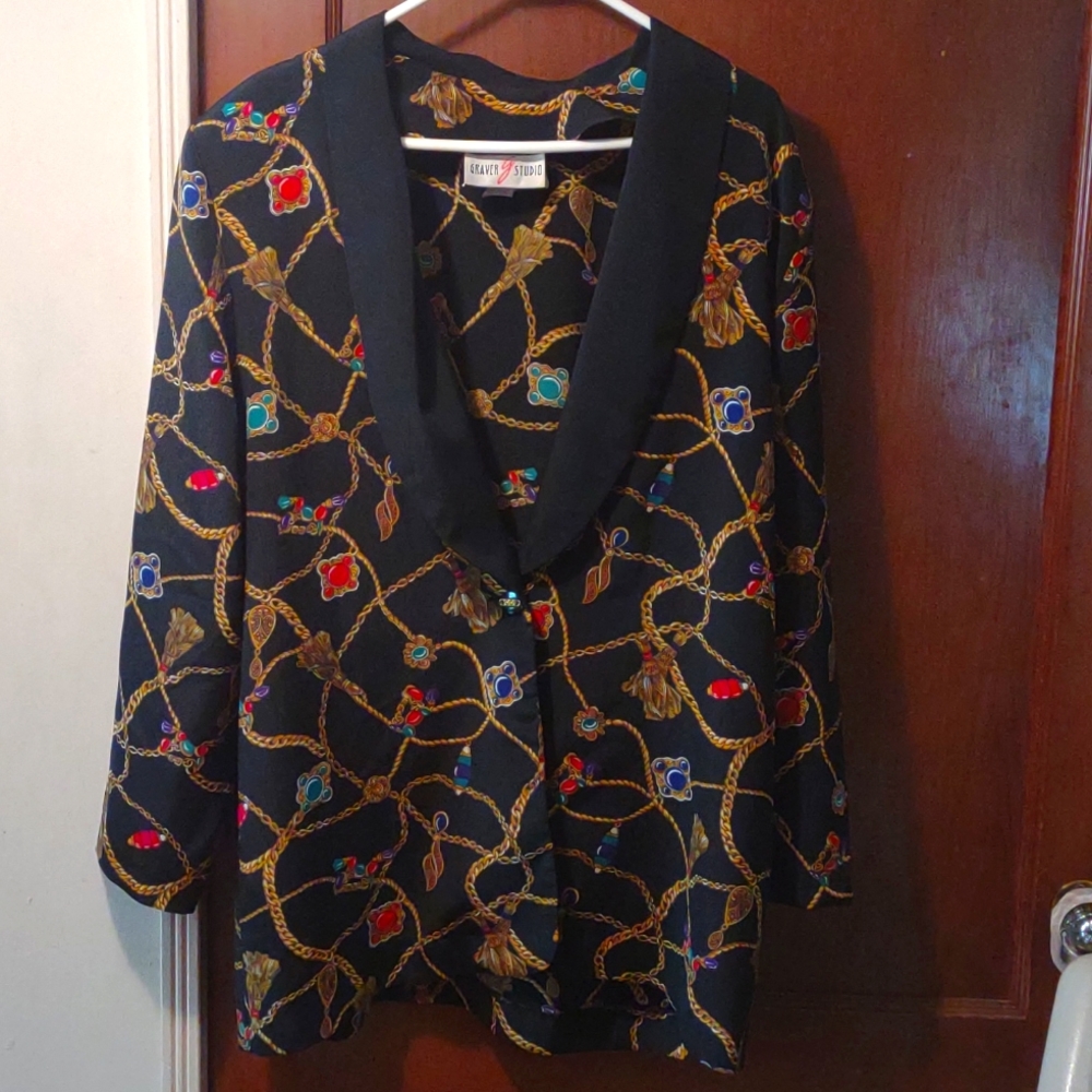 Vintage 90s blazer coat jacket Gold chain jewelry Rockabilly designer inspired